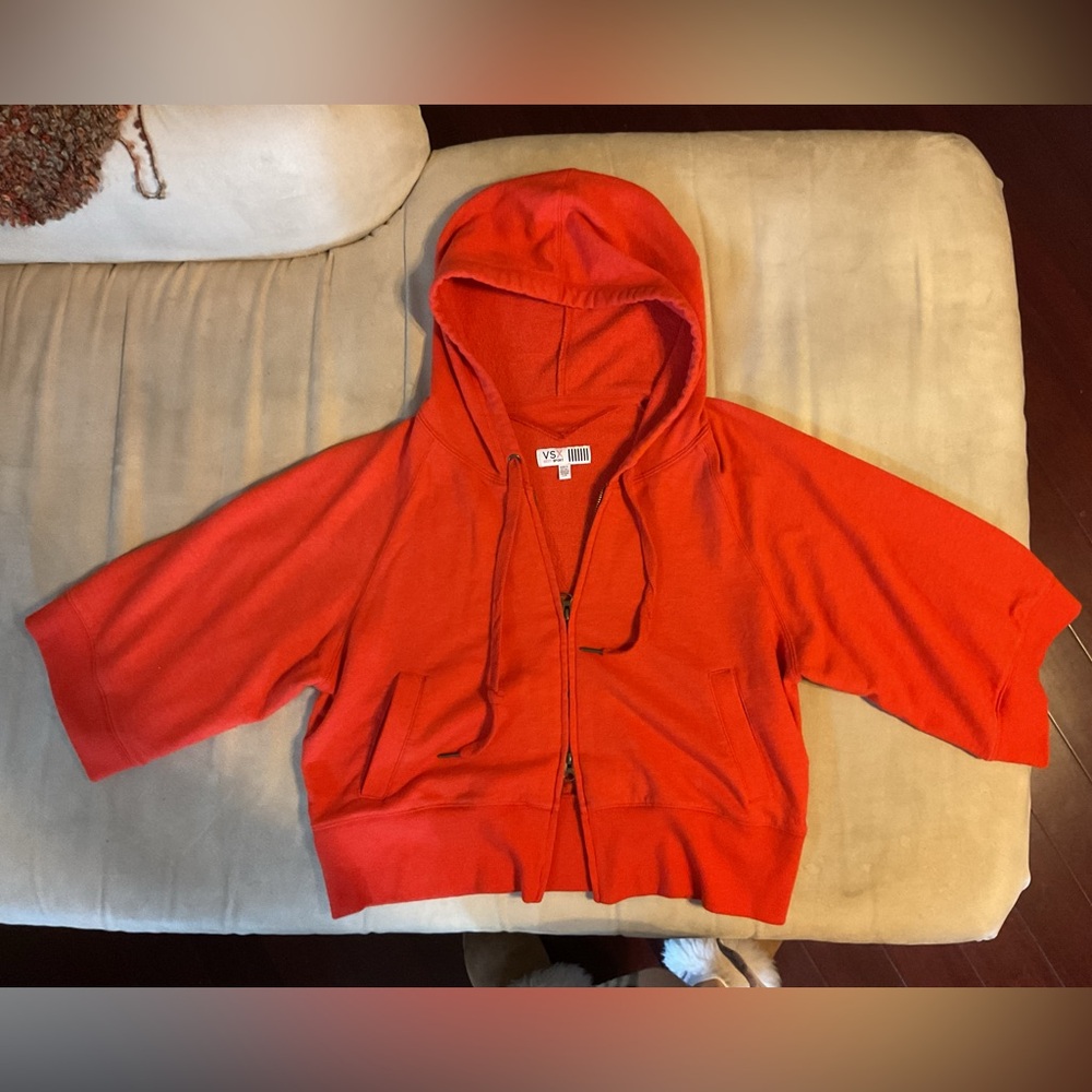 Victoria’s Secret X Sexy Sport 2-way zip cropped hoodie 3/4 length sleeves. L
